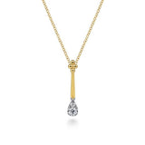 Bujukan Clover - 14K White Yellow Gold Bujukan and Diamond Teardrop Pendant Necklace - Gabriel & Co. - Gaines Jewelers