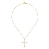 Bujukan Clover - 14K Yellow Gold Bujukan and Diamond Clover Cross Pendant Necklace - Gabriel & Co. - Gaines Jewelers