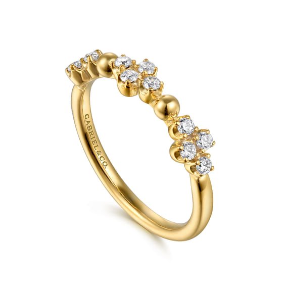 Bujukan Clover - 14K Yellow Gold Bujukan and Diamond Clover Stackable Ring - Gabriel & Co. - Gaines Jewelers