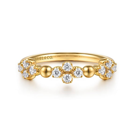 Bujukan Clover - 14K Yellow Gold Bujukan and Diamond Clover Stackable Ring - Gabriel & Co. - Gaines Jewelers