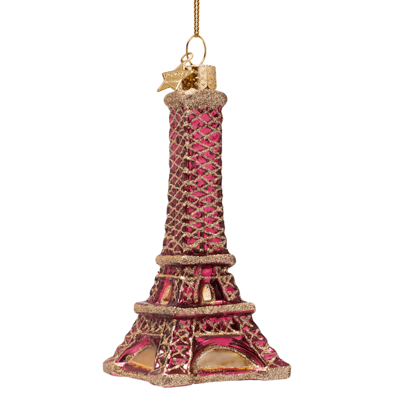 Burgundy Eiffel Tower Glass Ornament - Vondels - Gaines Jewelers