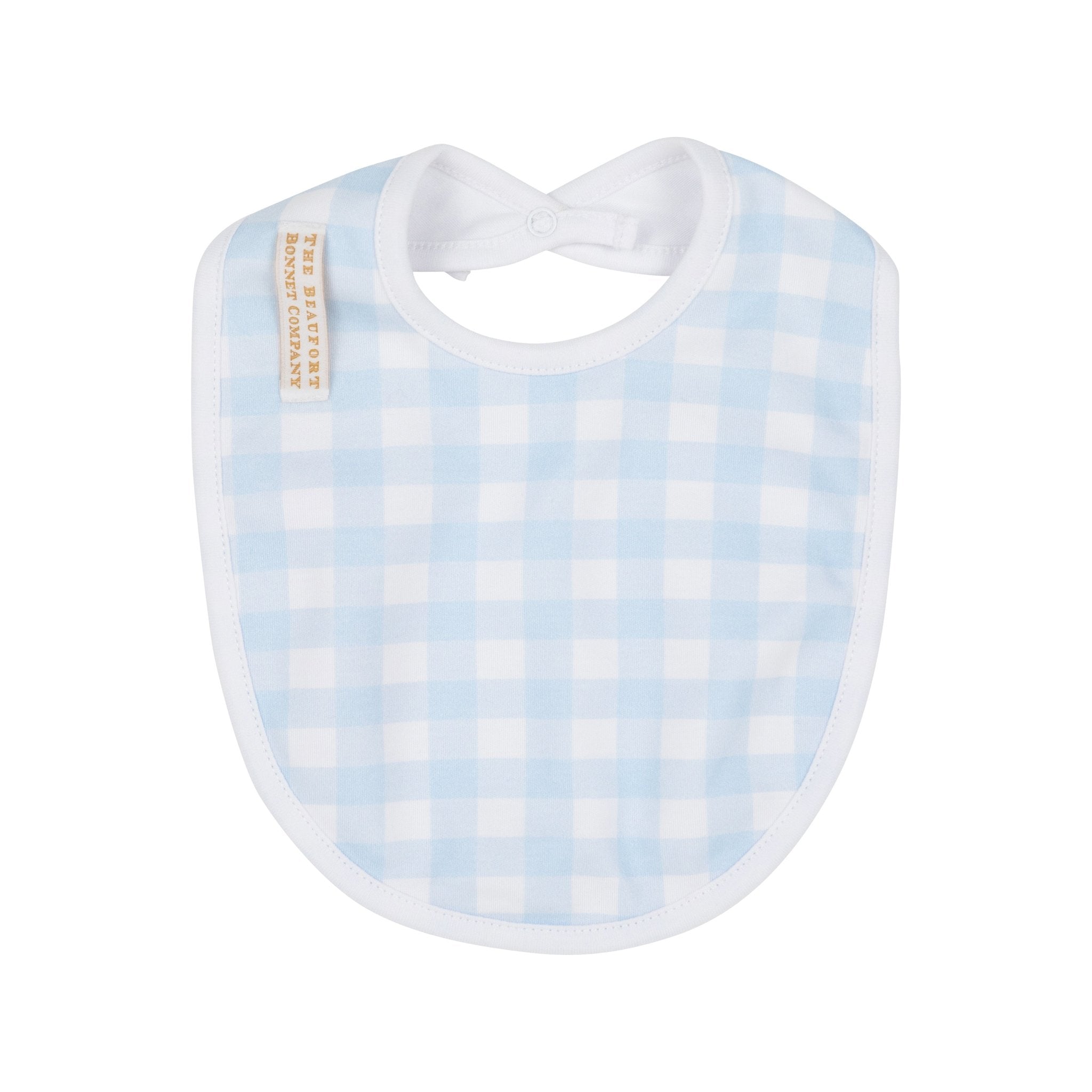 Burp Me Bib Buckhead Blue Gingham With Worth Avenue White - Gaines Jewelers