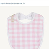 Burp Me Bib - Palm Beach Pink Gingham with Worth Avenue White - The Beaufort Bonnet Company - Gaines Jewelers