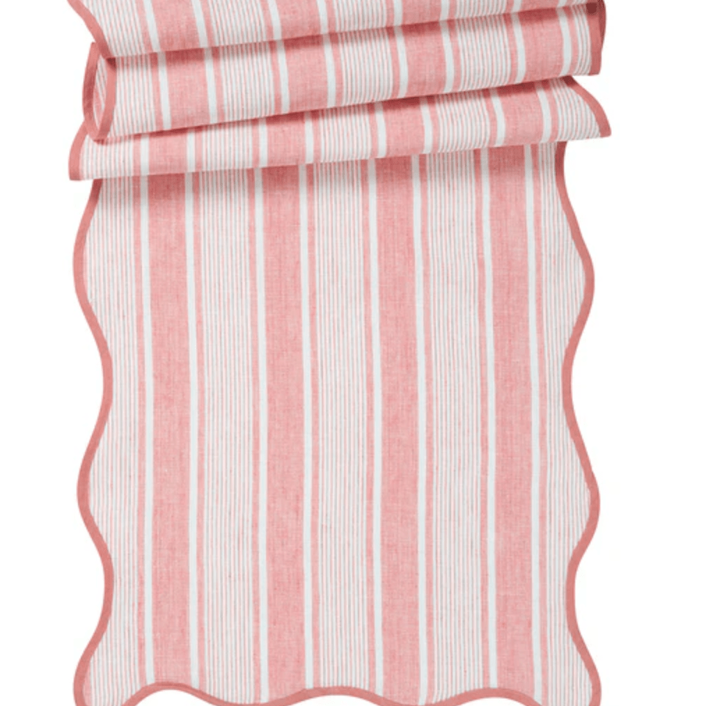 Cabana Stripe 18" x 90" Table Runner - Coral - Juliska - Gaines Jewelers