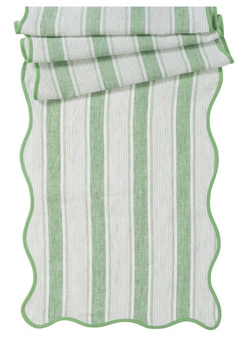 Cabana Stripe 18" x 90" Table Runner - Seagrass - Juliska - Gaines Jewelers