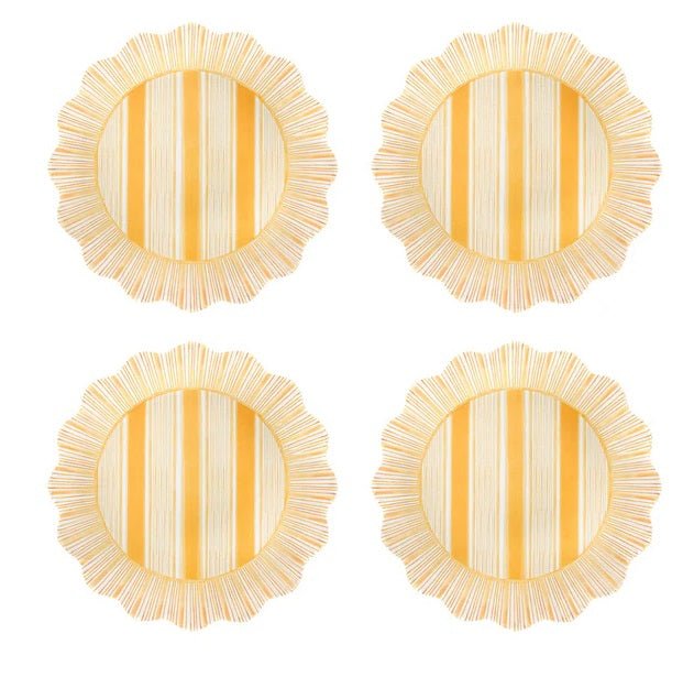 Cabana Stripe Melamine Dinner Plate Set of 4 - Sunshine - Juliska - Gaines Jewelers