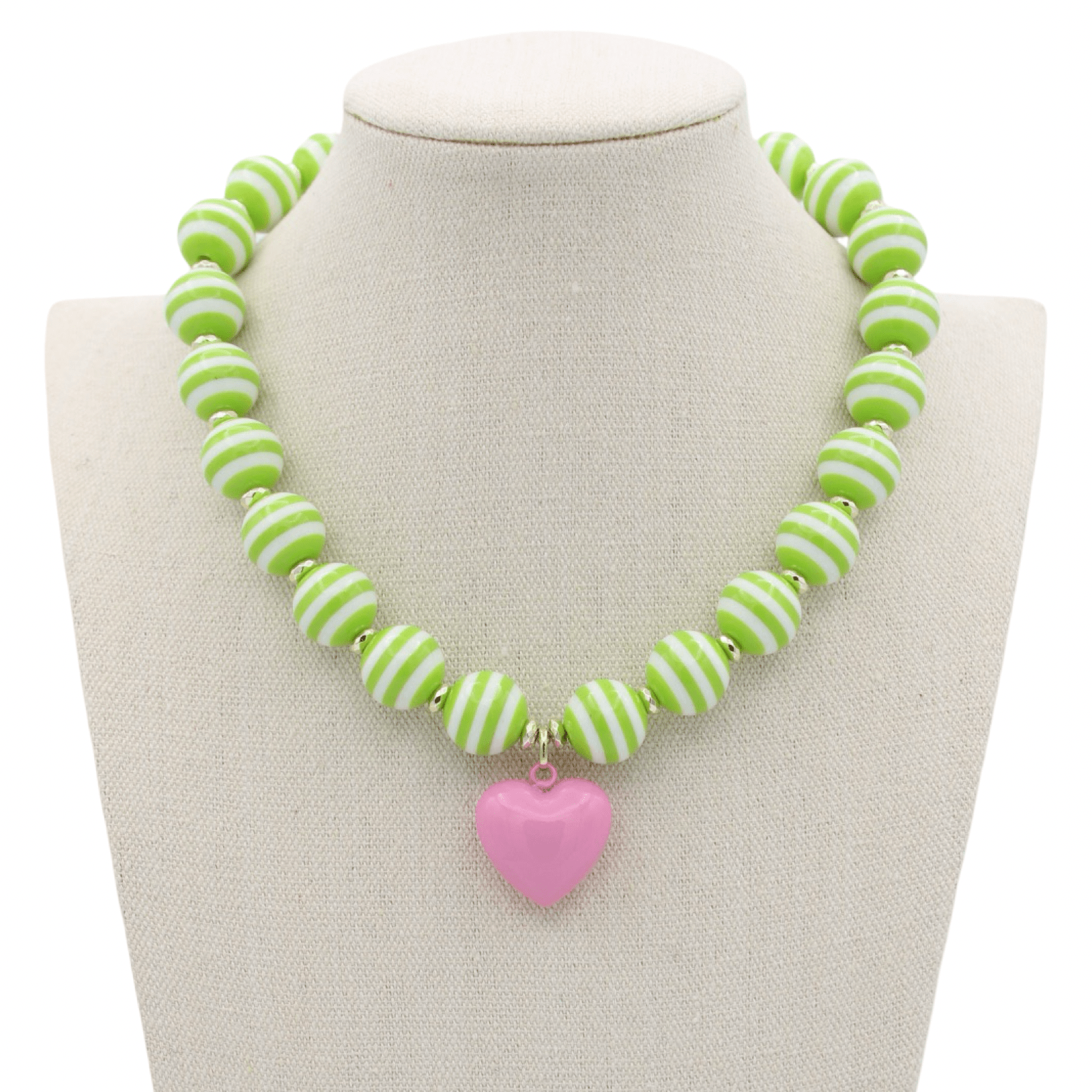 Cabana Stripe Necklace - Fuchsia/Green - Traci's Beads - Gaines Jewelers