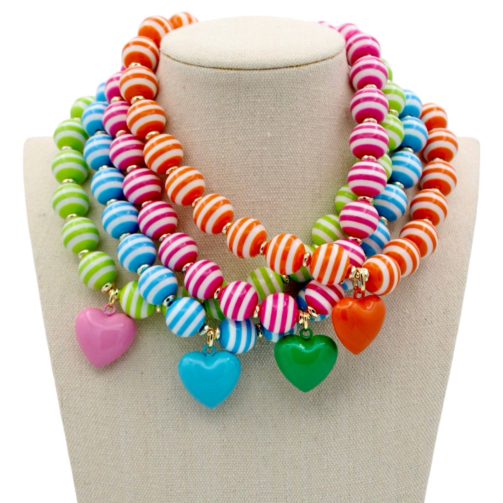 Cabana Stripe Necklace - Fuchsia/Green - Traci's Beads - Gaines Jewelers