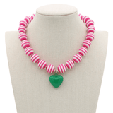 Cabana Stripe Necklace - Fuchsia/Green - Traci's Beads - Gaines Jewelers