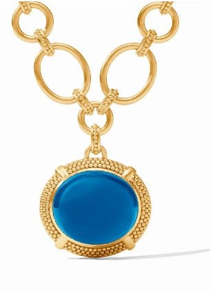 Cabochon Gold Statement Necklace - Iridescent London Blue - Julie Vos - Gaines Jewelers