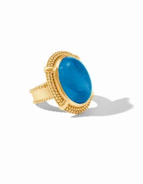 Cabochon Gold Statement Ring - Size 7 - Iridescent London Blue - Julie Vos - Gaines Jewelers