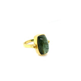 Cabochon Green Tourmaline 8.55ct 14kt Yellow Gold Ring - Raymond Mazza - Gaines Jewelers