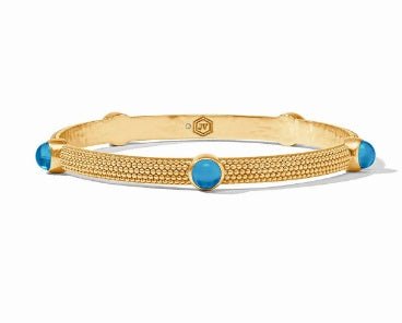 Cabochon Small Gold Bangle - Iridescent London Blue - Julie Vos - Gaines Jewelers