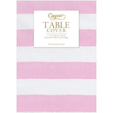 Cafe Stripe Light Pink Printed Paper Linen Table Cover 5.2' x 8.2' - Caspari - Gaines Jewelers