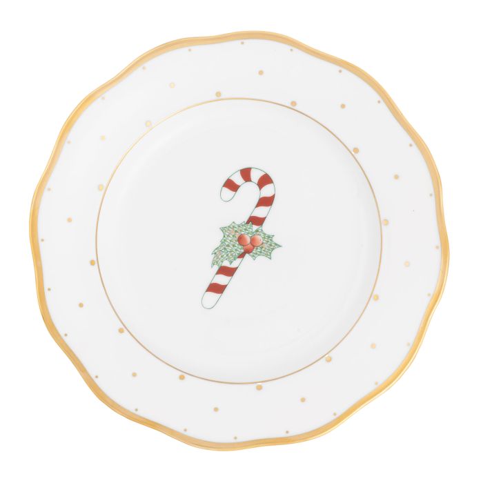 Candy Cane Dessert Plate - Forest Green - Herend - Gaines Jewelers