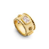 Capucine De Wulf Berry Gold Hammered Ring Band Size 7 - Cubic Zirconia - Gaines Jewelers