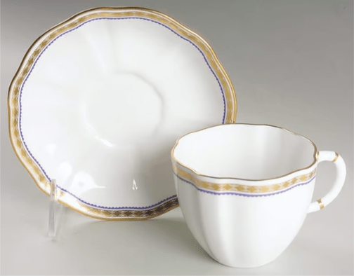 * Carlton Blue Tea Cup & Saucer - Royal Crown Derby - Gaines Jewelers