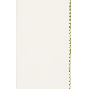 Casbah Napkin in White & Green - Kim Seybert - Gaines Jewelers