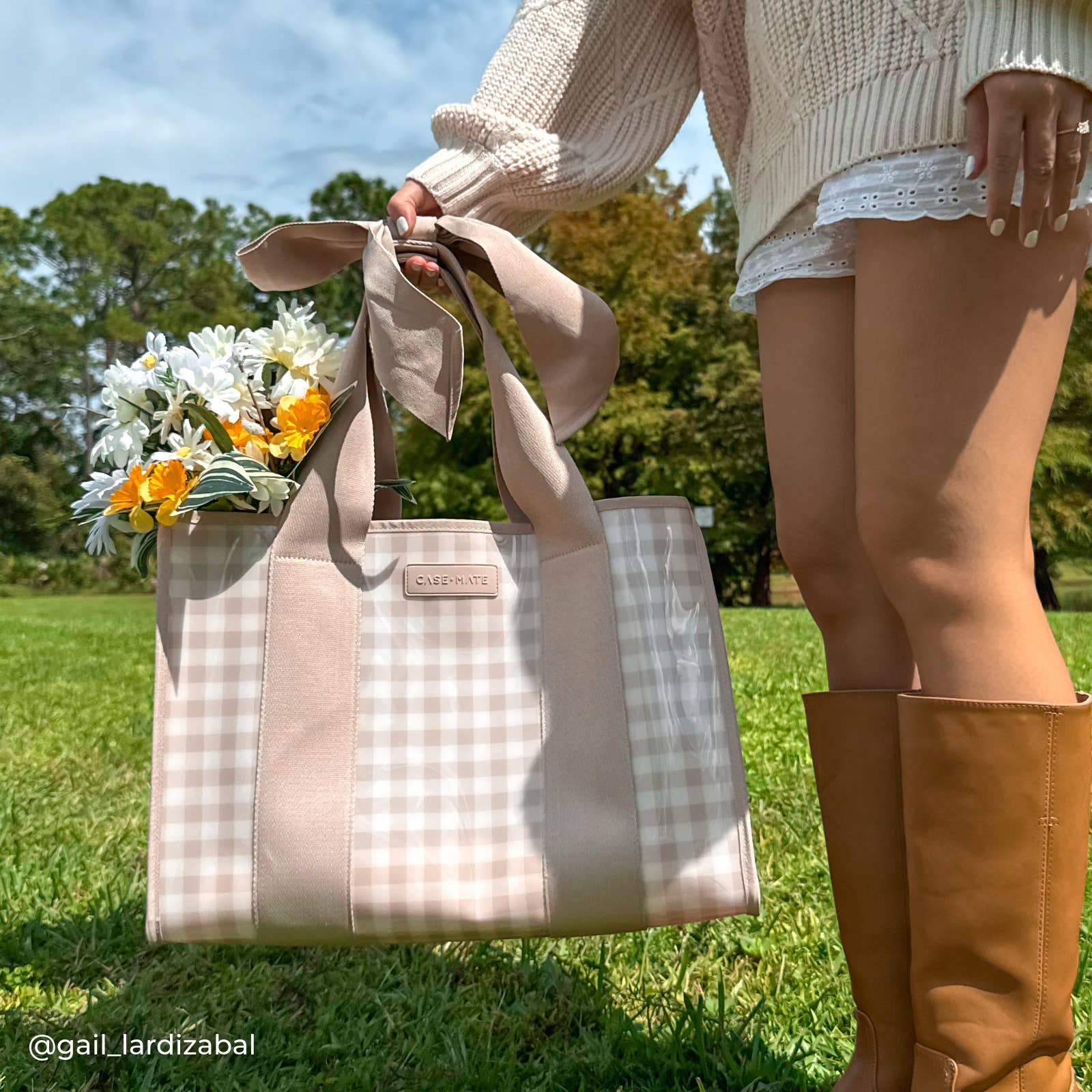 Case - Mate - Case - Mate Latte Gingham Bow Jelly Tote Bag - Gaines Jewelers