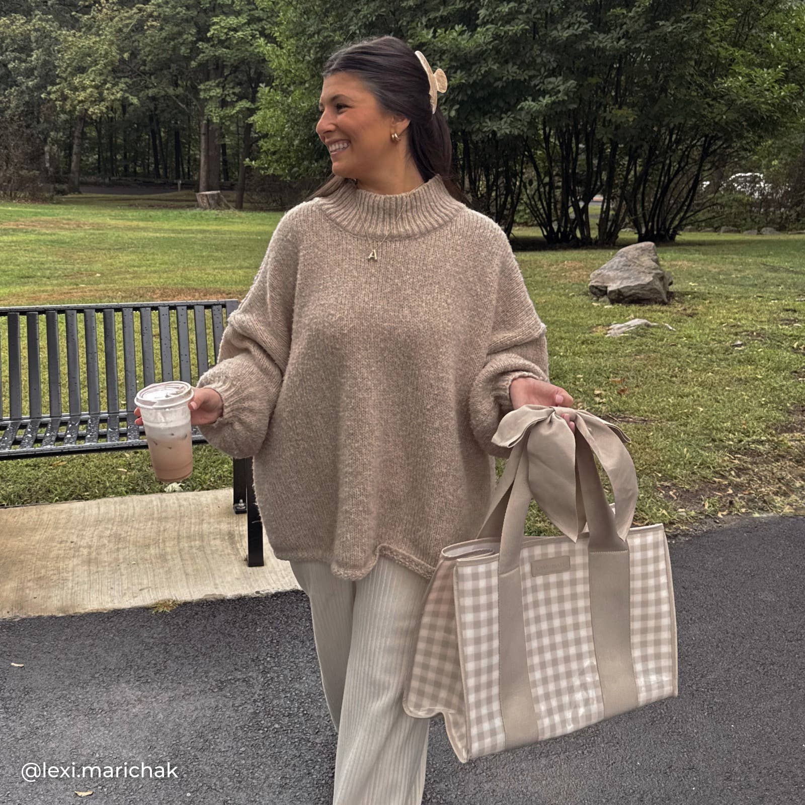 Case - Mate - Case - Mate Latte Gingham Bow Jelly Tote Bag - Gaines Jewelers