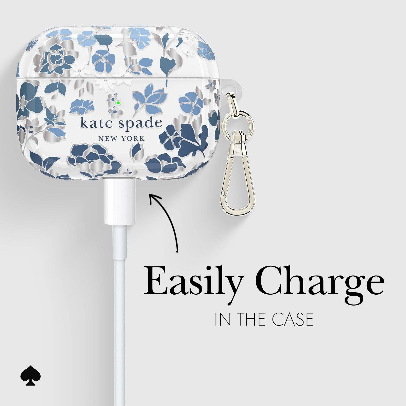 Case - Mate - Kate spade new york Flowerbed Blue - AirPods Pro 1 & 2 Case: Flowerbed Blue - Gaines Jewelers