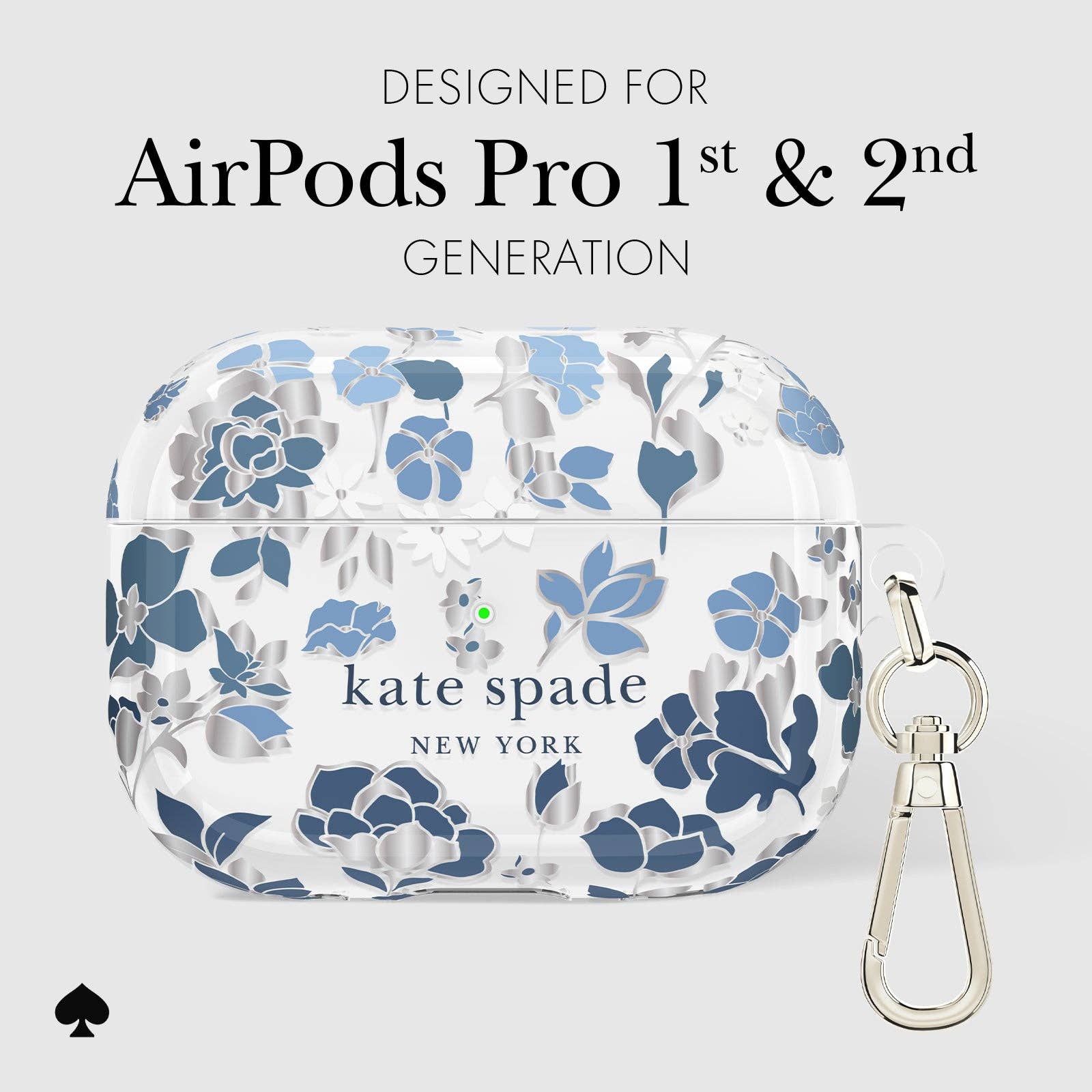 Case - Mate - Kate spade new york Flowerbed Blue - AirPods Pro 1 & 2 Case: Flowerbed Blue - Gaines Jewelers
