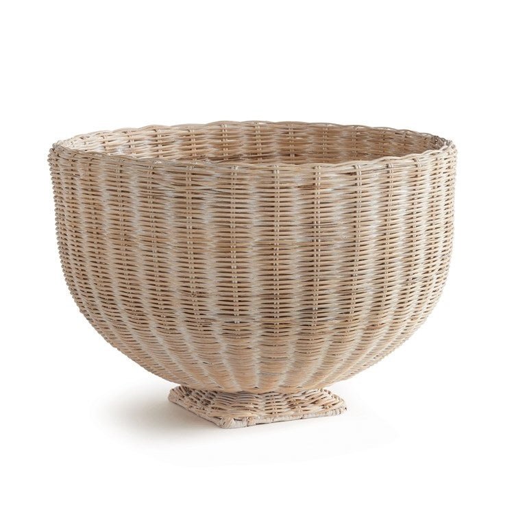 Charleston Whitewash Rattan Footed Bowl - Napa Home & Garden - Gaines Jewelers