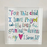 Chelsea McShane Art - "1 Samuel 1:27 verse" acrylic blocks - Gaines Jewelers