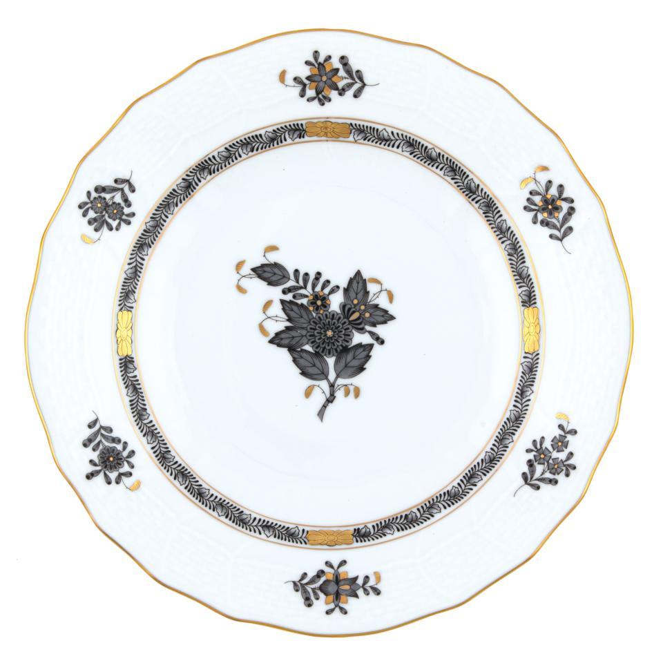 Chinese Bouquet Black Salad Plate - Herend - Gaines Jewelers