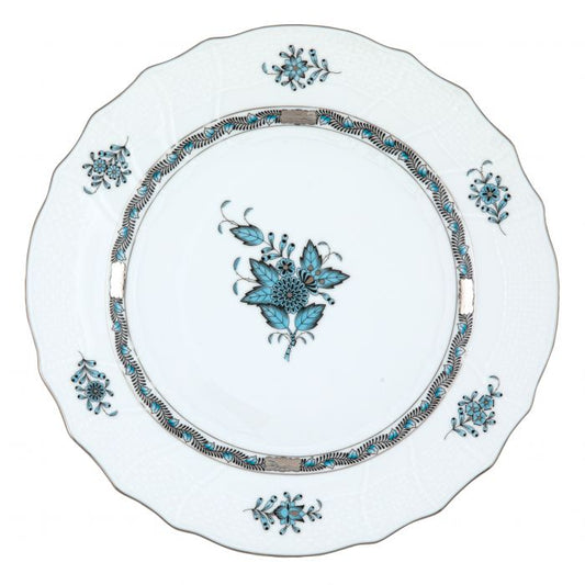 Chinese Bouquet Dinner Plate Turquoise & Platinum - Herend - Gaines Jewelers