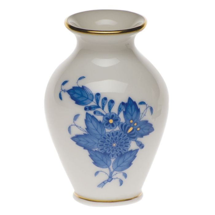 Chinese Bouquet Small Bud Vase With Lip Blue - Herend - Gaines Jewelers