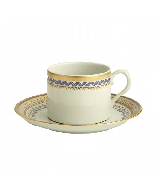 Chinoise Blue Can Teacup and Saucer - Mottahedeh - Gaines Jewelers