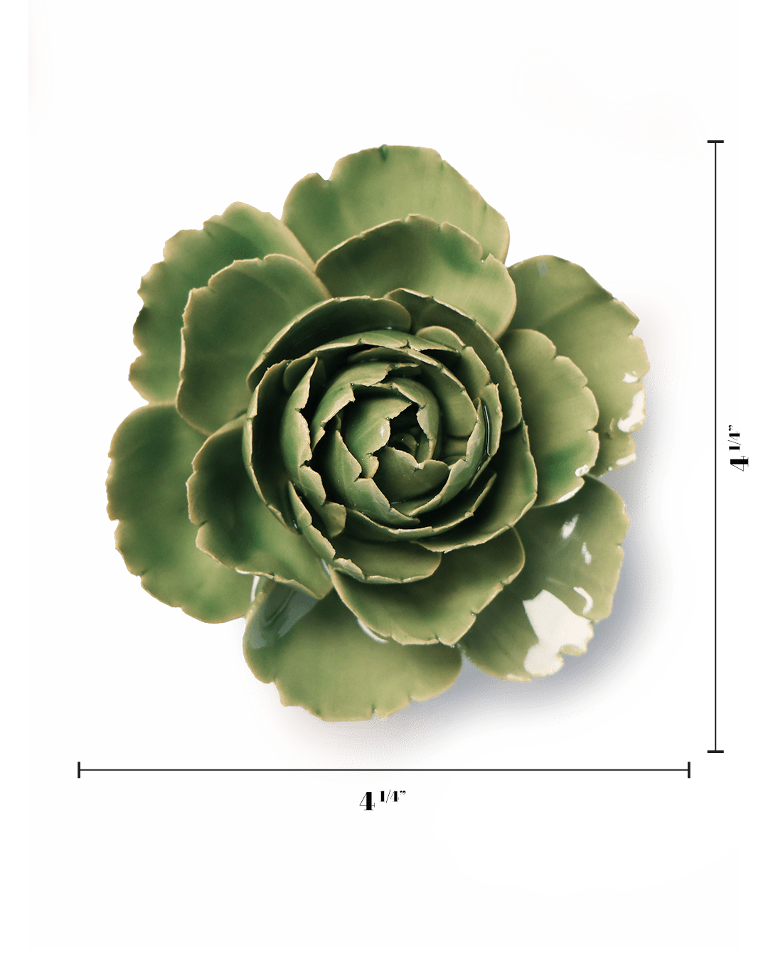 Chive - Jade Green English Rose Ceramic Flowers - Nature Decor - Gaines Jewelers