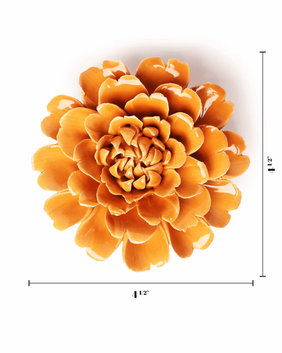 Chive - Orange Fiesta Marigold Fall Decor Ceramic Flower - Gaines Jewelers