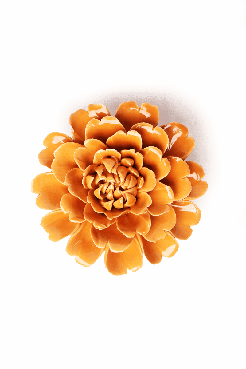 Chive - Orange Fiesta Marigold Fall Decor Ceramic Flower - Gaines Jewelers