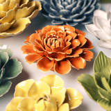 Chive - Orange Fiesta Marigold Fall Decor Ceramic Flower - Gaines Jewelers