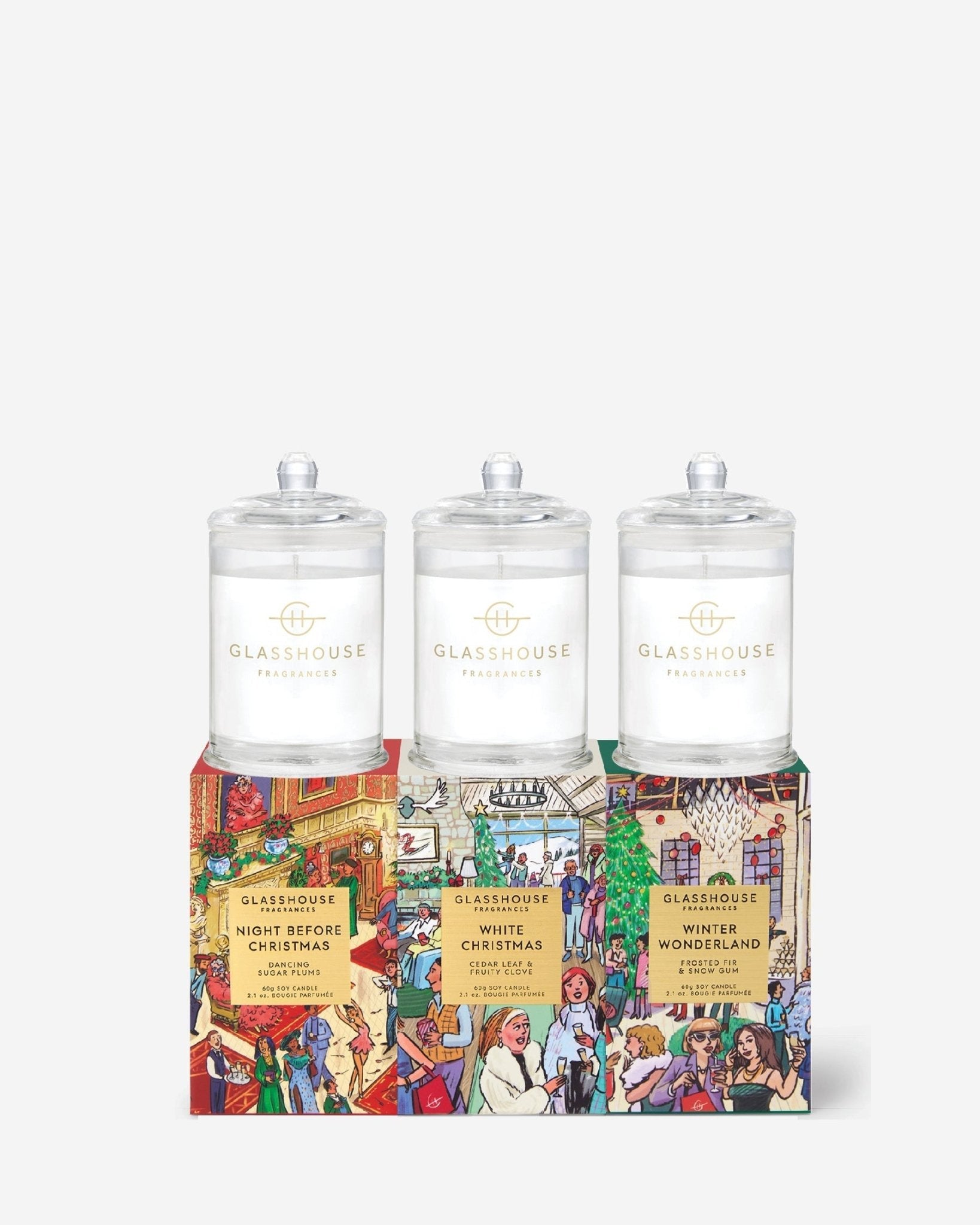 Christmas Candle Trio 3 x 2.12 oz. - Glasshouse - Gaines Jewelers