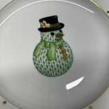 Christmas Dessert Plate Forest Green - Snowman - Herend - Gaines Jewelers