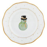Christmas Dessert Plate Forest Green - Snowman - Herend - Gaines Jewelers
