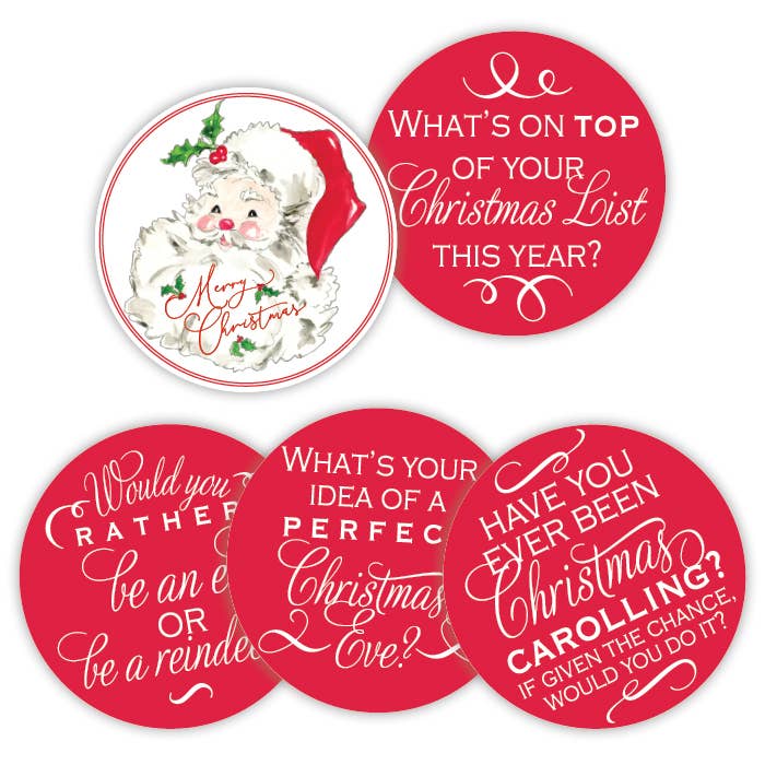 Christmas Red Santa Conversation Coasters Paper Coaster - RosanneBeck Collections - Gaines Jewelers