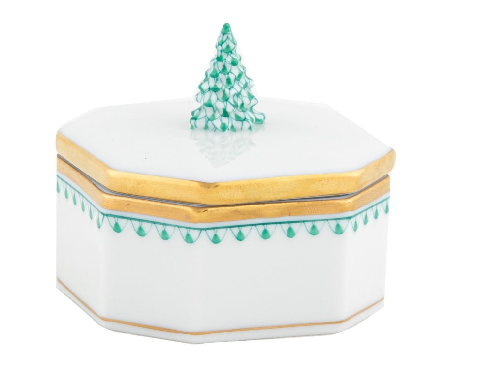 Christmas Tree Box - Green - Herend - Gaines Jewelers