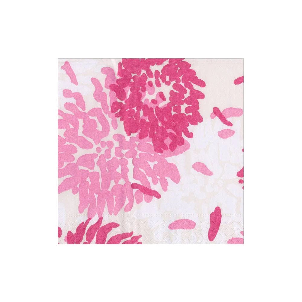 Chrysanthemum Raspberry Cocktail Napkin - Caspari - Gaines Jewelers