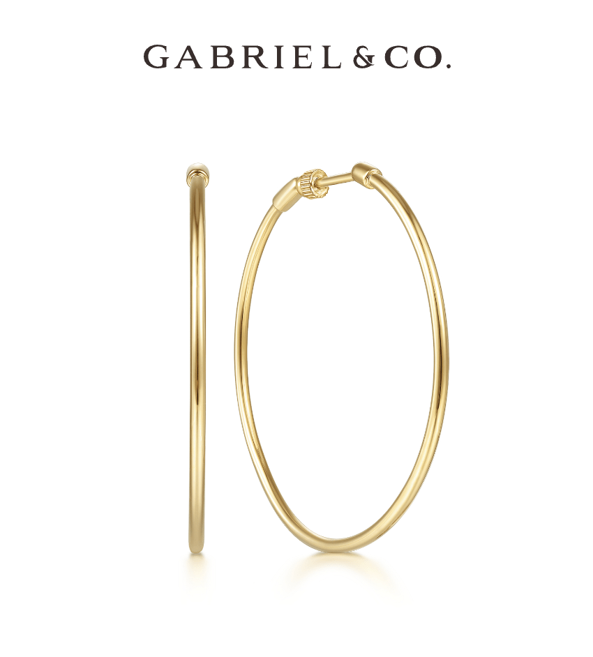 Classic 14k Yellow Gold Hoop Earrings 40mm - Gabriel & Co. - Gaines Jewelers