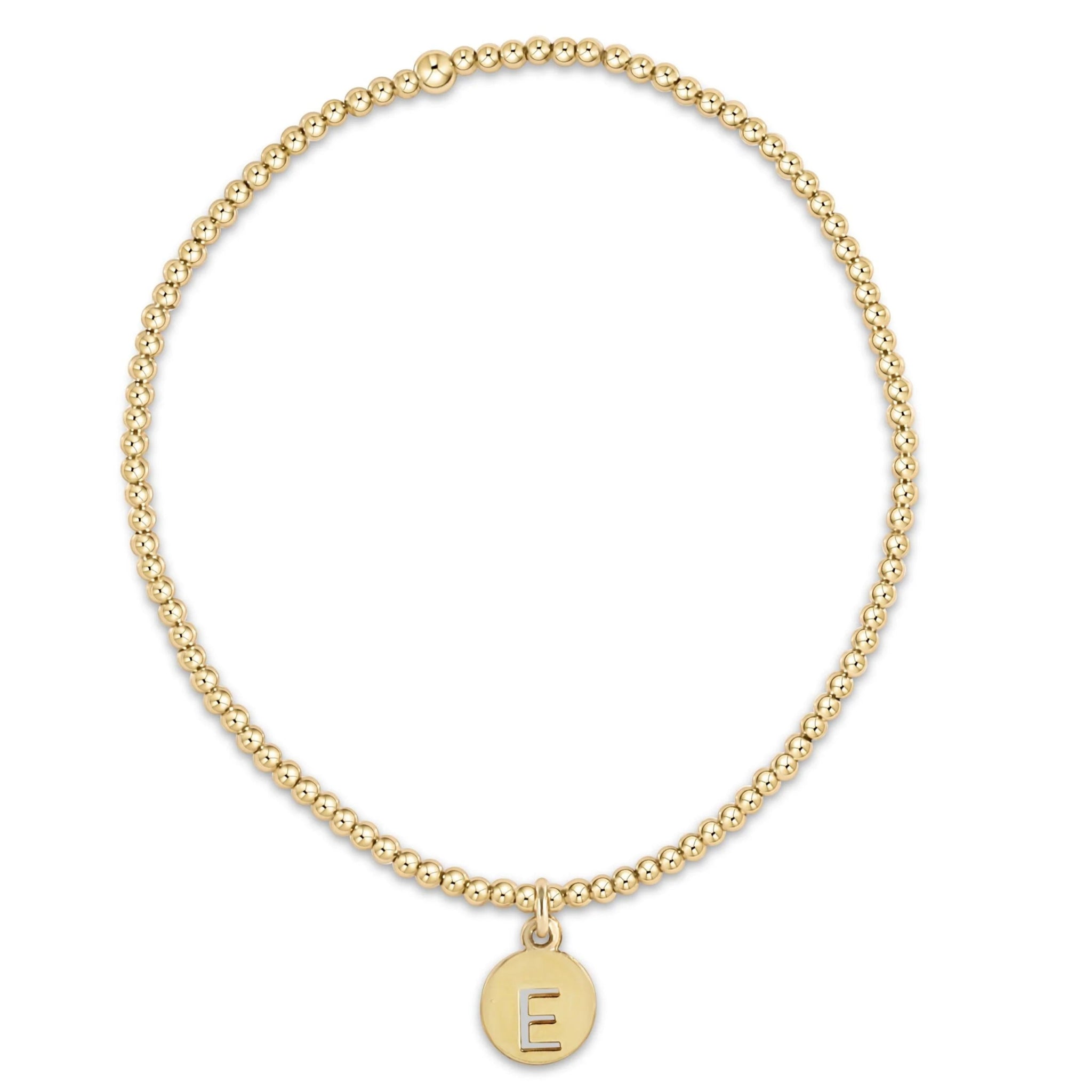 Classic Gold 2mm Bead Bracelet Respect Small Gold Disc - M - enewton - Gaines Jewelers