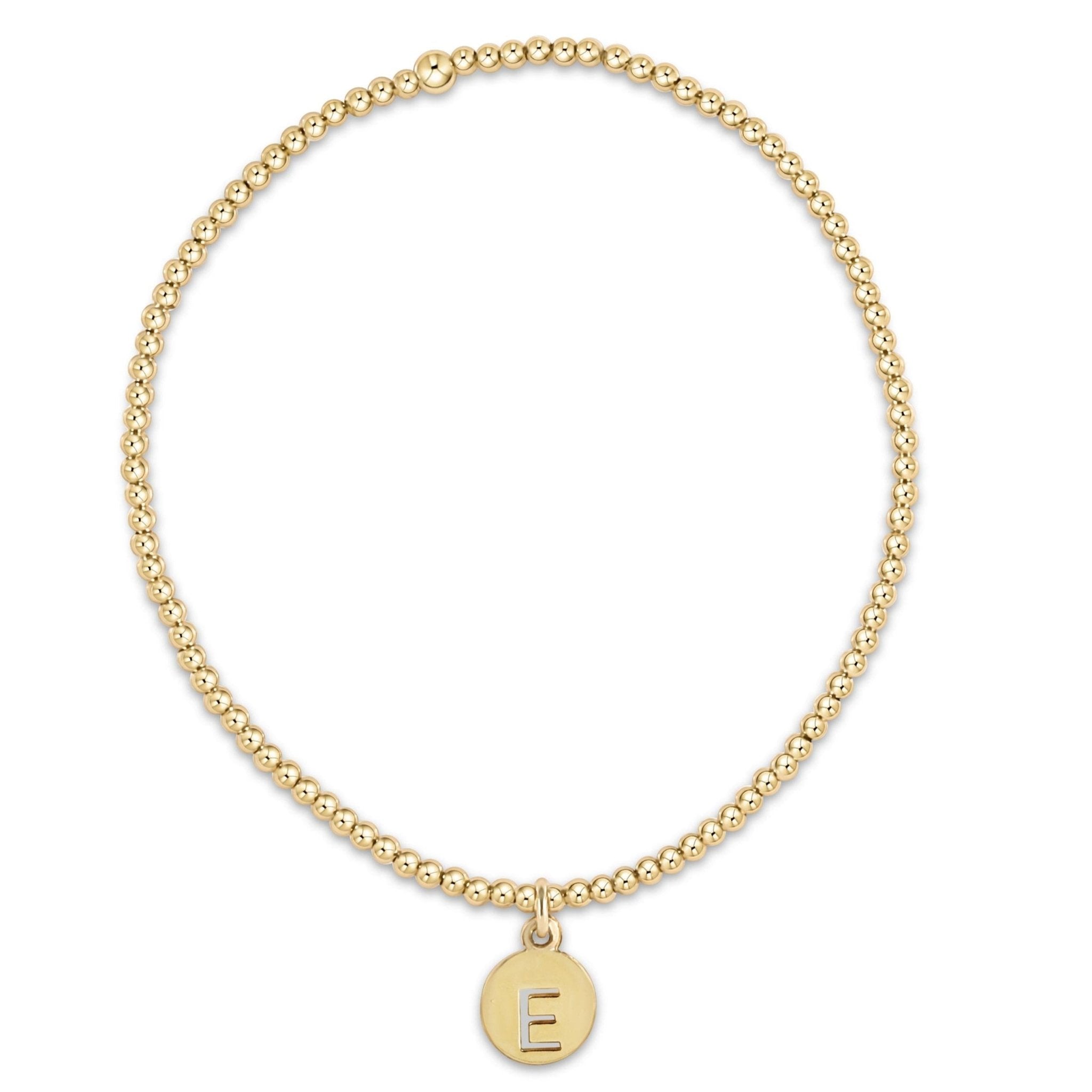 Classic Gold 2mm Bead Bracelet Respect Small Gold Disc - U - enewton - Gaines Jewelers