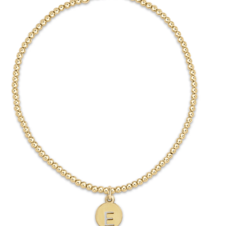 Classic Gold 2mm Bead Bracelet Respect Small Gold Disc - V - enewton - Gaines Jewelers