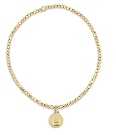 Classic Gold 2mm Bead Bracelet Respect Small Gold Disc - V - enewton - Gaines Jewelers