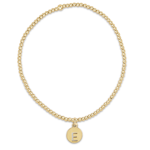 Classic Gold 2mm Bead Bracelet Respect Small Gold Disc - W - enewton - Gaines Jewelers