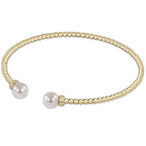 Classic Gold 2mm Bead Cuff - Pearl - enewton - Gaines Jewelers