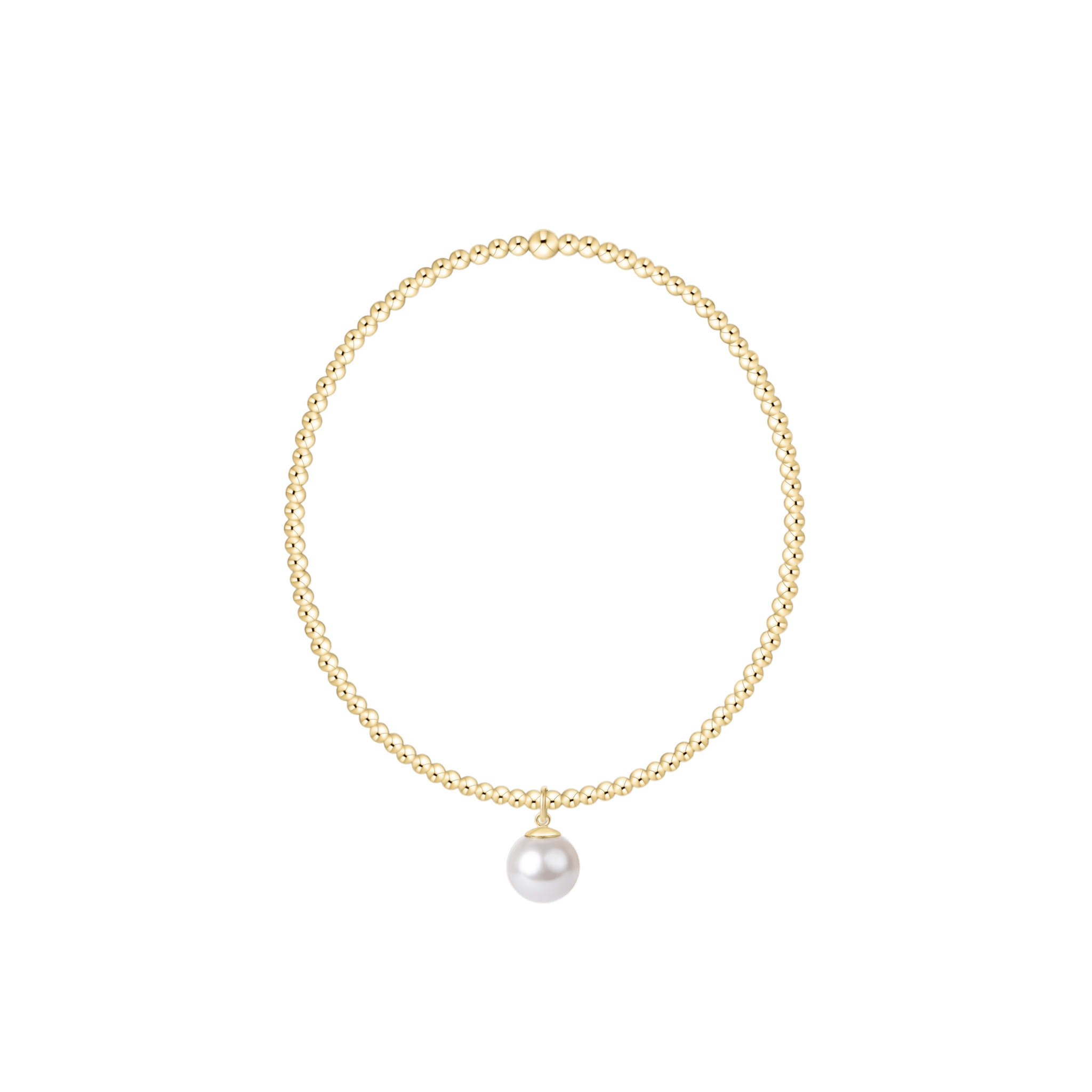 Classic Gold 2mm Bracelet - Classic Pearl 8mm Charm - enewton - Gaines Jewelers